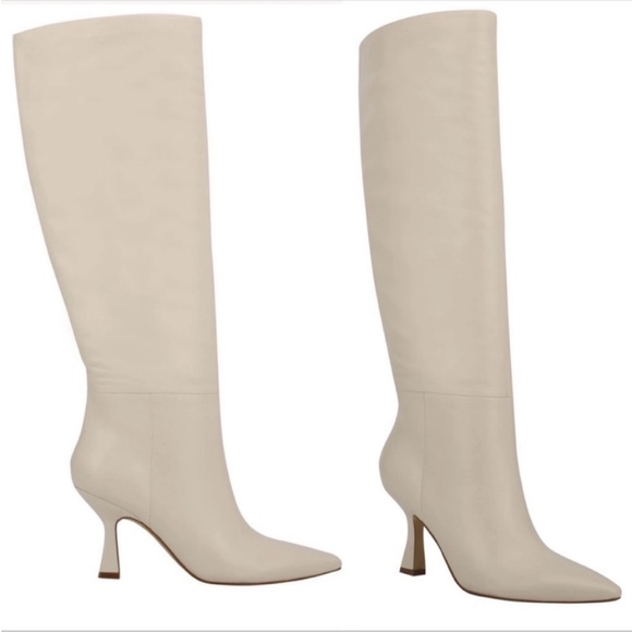 MARC FISHER Hallie White Boots Over the Knee Boots High Leather 7.5 - Picture 1 of 14